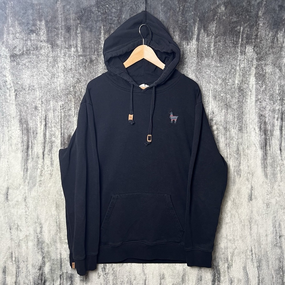 Tentree Peru Embroidered Llama Hoodie Black Men's 2XL Organic Cotton